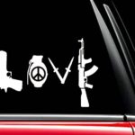 Auto – Sticker – Decal – LOVE GUNS – PEACE SIGN – for car, truck, suv, window, glass, notebook, skateboard, laptop, computer, macbook, folder, etc. (LOVE GUNS)
