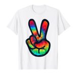 PEACE SIGN Hand Tie Dye T-Shirt | Hippies Christmas V Shirts