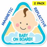 New: Baby on Board Magnetic and Reflective Sign for Boy or Girl for Car (2 Pack) (Baby Boy)