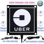 Uber Sign Light with New Uber Logo Uber EL Car Sticker Glow Light Sign Decal On Window with USB Powered Uber Lyft LED Light Sign Decal Sticker on Car Windows for Rideshare Driver
