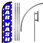 CAR WASH – Windless Swooper Flag Kit Feather Banner Sign Patriotic bz