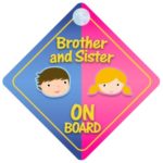 Brother And Sister On Board Car Sign New Baby / Child Gift / Present / Baby Shower Surprise