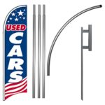 USED CARS – Windless Feather Swooper Flag Banner Sign Kit – USA bb