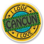 2 x 10cm- 100mm I Love Cancun Mexico Vinyl SELF ADHESIVE STICKER Decal Laptop Travel Luggage Car iPad Sign Fun #5564