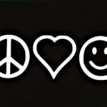 Chase Grace Studio Peace Sign Love Heart Be Happy Hippie Vinyl Decal Sticker|WHITE|Cars Trucks Vans SUV Laptops Wall Art|7.5″ X 2.5″|CGS465