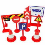 JPJ(TM)9pcs Kids Hot Creative Car Toy Accessories Traffic Road Signs Children Play Learn Toy Game (Red)