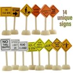 Toy Wooden Road Construction Traffic Sign Set; Street Signs Compatible w/ Matchbox, Hot Wheels, Other Diecast Vehicles & Wood Cars & Toys
