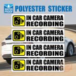 (Pack of 4 pcs) in Car Camera Recording Sticker Dash Cam on Board Video Label Bumper Baby Safe Decal [White]