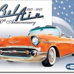BEL AIR 57-2007 50TH Anniversary HOT RODS V8 Muscle CAR 12.5″ X16″ Metal Sign