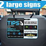 2 Pack Uber and Lyft Rating Tips Appreciated Ride-Share Driver Signs, PVC Plastic Signs.