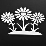 Peace Sign Daisy Flowers Hippie Vinyl Decal Sticker|WHITE|Cars Trucks Vans SUV Laptops Wall Art|6.5″ X 4″|CGS787