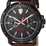 Ferrari Men’s ‘Turbo’ Quartz Stainless Steel and Leather Casual Watch, Color:Brown (Model: 830452)
