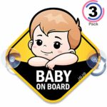 JOJO Baby on Board Safety Sign for Cars – Two PVC Sign, Dual Suction Cups, Free Bumper Sticker Included, Nice Gift Parents, Through Smart Vision Group