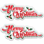 Bigtime Signs Merry Christmas Reflective Holiday Car Magnet with Printed Holly | Automotive Holiday Decoration| for Fridge or Car | 2 – Pack | 4.25″ x 11″