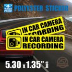(Pack of 2 pcs) in Car Camera Recording Sticker Dash Cam on Board Video Label Bumper Baby Safe Decal [Yellow]