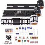 Shindel Road Car Tape, DIY Traffic Sign Model Train Track Sticker Roll for Car Toys Kids Gifts, 59PCS