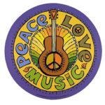Peace, Love, and Music Magnet for Car Locker or Refrigerator, 5 3/4 Inch