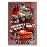 dingleiever DL- American Dream TIN Sign Hotrod VTG Car Metal Garage Wall Decor