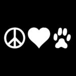 Dog Paw Print Peace Sign Heart Dogs Vinyl Decal Sticker|WHITE|Cars Trucks Vans SUV Laptops Wall Art|7.5″ X 2.5″|CGS303