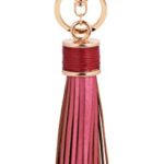 ZOONAI Women Leather Tassels Keychain Car Circle Key Rings Gift Bag Hanging Buckle