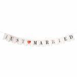 YangMM Just Married Banner Wedding Decor Bunting Photo Booth Props Signs Garland Bridal Shower and Car Decorations