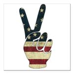 CafePress – Hand Peace Sign Vintage Flag Square Car Magnet 3″ – Square Car Magnet, Magnetic Bumper Sticker