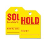 Donkey Auto Products SOLD/HOLD Mirror Hang Tags (50 Per Pack) – Yellow Car Signs