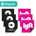 Uber Sign Magnet – 6 Premium Magnets Bulk Pack – [5″x5″ inches] – Durable Car Door/Bumper Magnet w/ Highly Reflective Vinyl – Sign for Uber, Lyft, and Rideshare Drivers