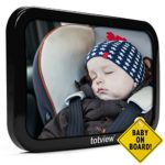 Baby Car Mirrors by Totview – Adjustable Carseat Mirror For Clear View Of Your Rear Facing Infant | Easily Mount On Vehicle Backseat Headrest | 100% Safety Tested, Includes a Bonus Baby-On-Board Sign