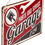 Monarch Housewares Old Tin Metal Sign – “Parts and Service Garage” – Automotive, Distressed, Retro, Reproduction