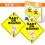 Baby on Board Sign for Car, Danolt 2pcs New Upgrade Reflective Kids Safety Warning Sticker Double Sucker Caution Decals for Driver, Heat Resistant, No Fade, Removable