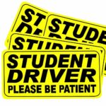 Turst4care Set of 4 Student Driver Stickers, Self Adhesive and Reflective Sign for Car Window Glass&Bumper Cling Decal, 8 inch Length