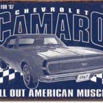 The Finest Website Inc. Chevrolet Camaro Muscle Car 16″ x 12.5″ (D2135) Weathered Appearance Advertising Tin Sign