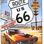 Route US 66 Main Street of America Metal Tin Sign, Vintage Car Plate Plaque Garage Home Bar Wall Decor, 20cm x 30cm