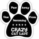 Imagine This Paw Car Magnet, 1 Paw Away From Being a Crazy Cat Lady, 5-1/2-Inch by 5-1/2-Inch