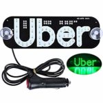 Tchrules Uber LED Sign Decor, Led Uber Sign with Suction Cups Glowing Uber Decor Accessories Uber Flashing Hook on Car Window with DC12V Car Charger Inverter (green)