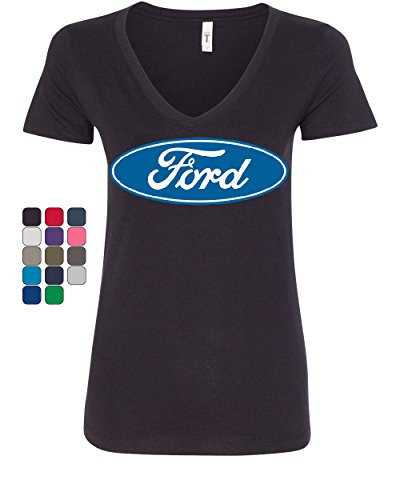 Licensed Ford Logo V-Neck T-Shirt Truck Mustang F150 Muscle Car