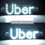 White Uber LED Light Sign Taxi Lighted Window Sign USB Port Connect