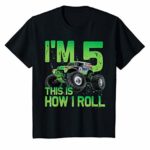 Kids 5 Years Old 5th Birthday Monster Truck Car Shirt Boy Son