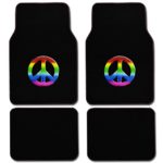 BDK Peace Sign Design Carpet Floor Mats for Car SUV – 4 Piece Set, Pink, Licensed Prodcuts, Secure Backing