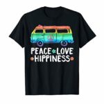 Funny Peace Love Hippiness Peace Van Hippie Bus Rainbow Tee