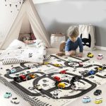 Jannyshop Kids Rug Area Play Mat Car Carpet City Road with Car Road Sign Non-Slip Backing Nontoxic for Playroom Bedroom Classroom Educational Learning & Game