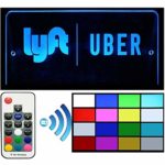 UBER LYFT LOGO LED Light Sign Decal Sticker with Remote Control Adjustable Multicolors 2 Bigger Stronger Suction Cups 8.4” x 4.4” UBER LYFT LOGO LED Light Sign Decal Sticker
