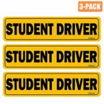 GAMPRO Set of 3 Vehicle Reflective Student Driver Magnetic Signs Bumper Stickers, 12 X 3 X 0.1 Inches Reflective Vehicle Car Sign Drivers, Reduce Road Rage and Accidents for Rookie Drivers