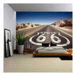wall26 – Famous Route 66 Landmark on The Road in Californian Desert – Removable Wall Mural | Self-Adhesive Large Wallpaper – 66×96 inches
