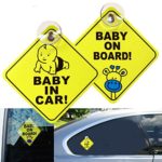 KSANA Baby on Board Removable Car Sign New Upgrade Car Safety Warning Stickers 2pcs