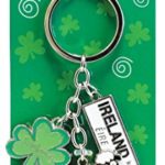 Irish Sheep Style Charm Keychain With Ireland Road Sign