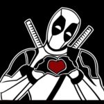 Deadpool Making Heart Sign Car Truck SUV Laptop Mac Toolbox Wall Window Decal Sticker (White with red Heart, 5.5″)