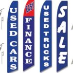 4 Swooper Flags & Pole Kits Used Car Truck Auto Dealer Finance Sale Blue White