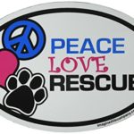 Imagine This Oval Peace Love Rescue Car Magnet, 6-Inch by 4-Inch